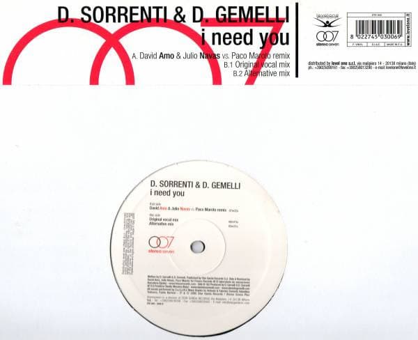 D. Sorrenti & D. Gemelli - I Need You