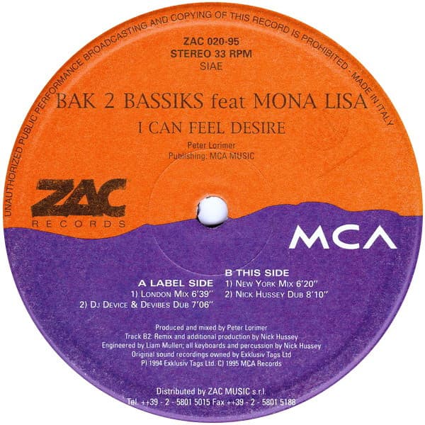 Bak2bassiks Feat. Mona Lisa (2) - I Can Feel Desire