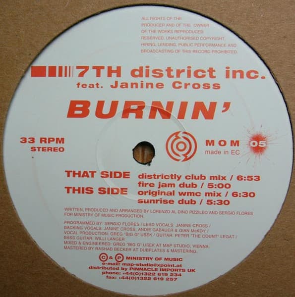 7th District Inc. Feat. Janine Cross - Burnin'